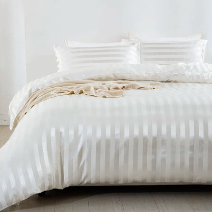 Parure Housse de couette rayée en Satin