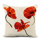 Housse de Coussin en Lin motif de Pavot