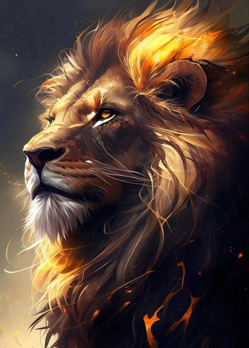 Tableau Moderne Famille Lion