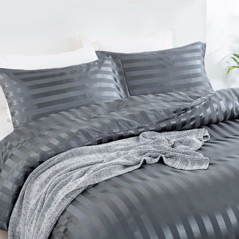 Parure Housse de couette rayée en Satin