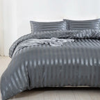 Parure Housse de couette rayée en Satin