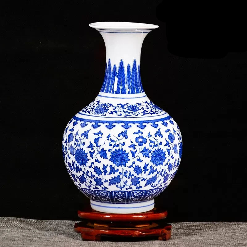 Vase en Porcelaine Bleu et Blanc de Jingdezhen