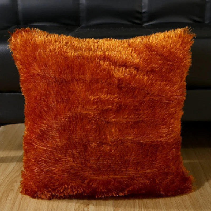 Housse de Coussin en Peluche et Fourrure de velours