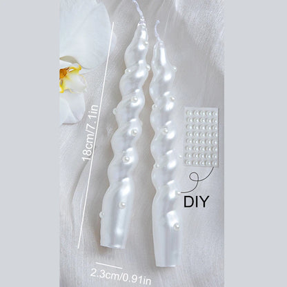 Bougies Romantiques en perles blanches