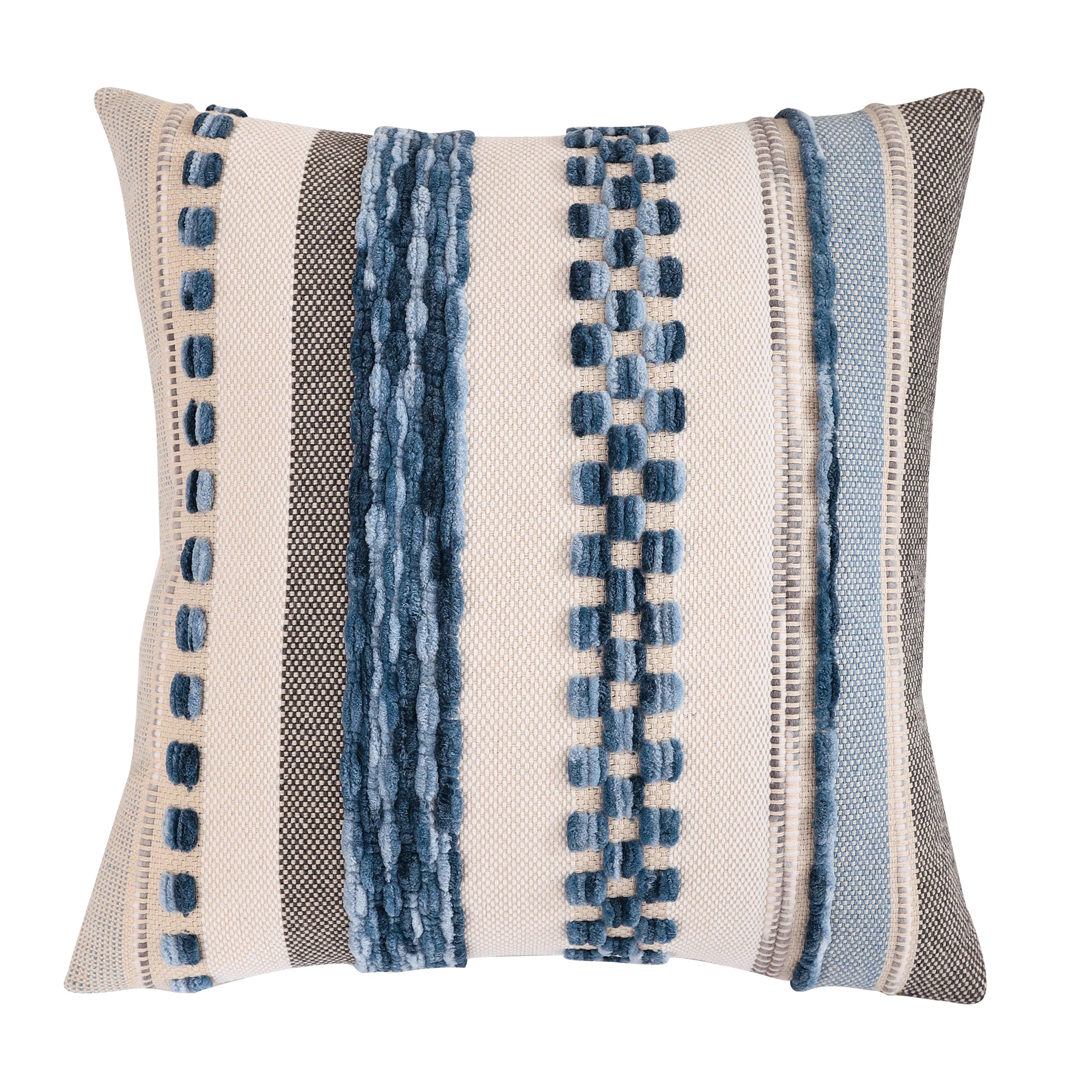 Housse de Coussin Bohème en chenille rayée