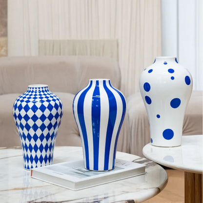 Vase en Céramique Bleu à motifs