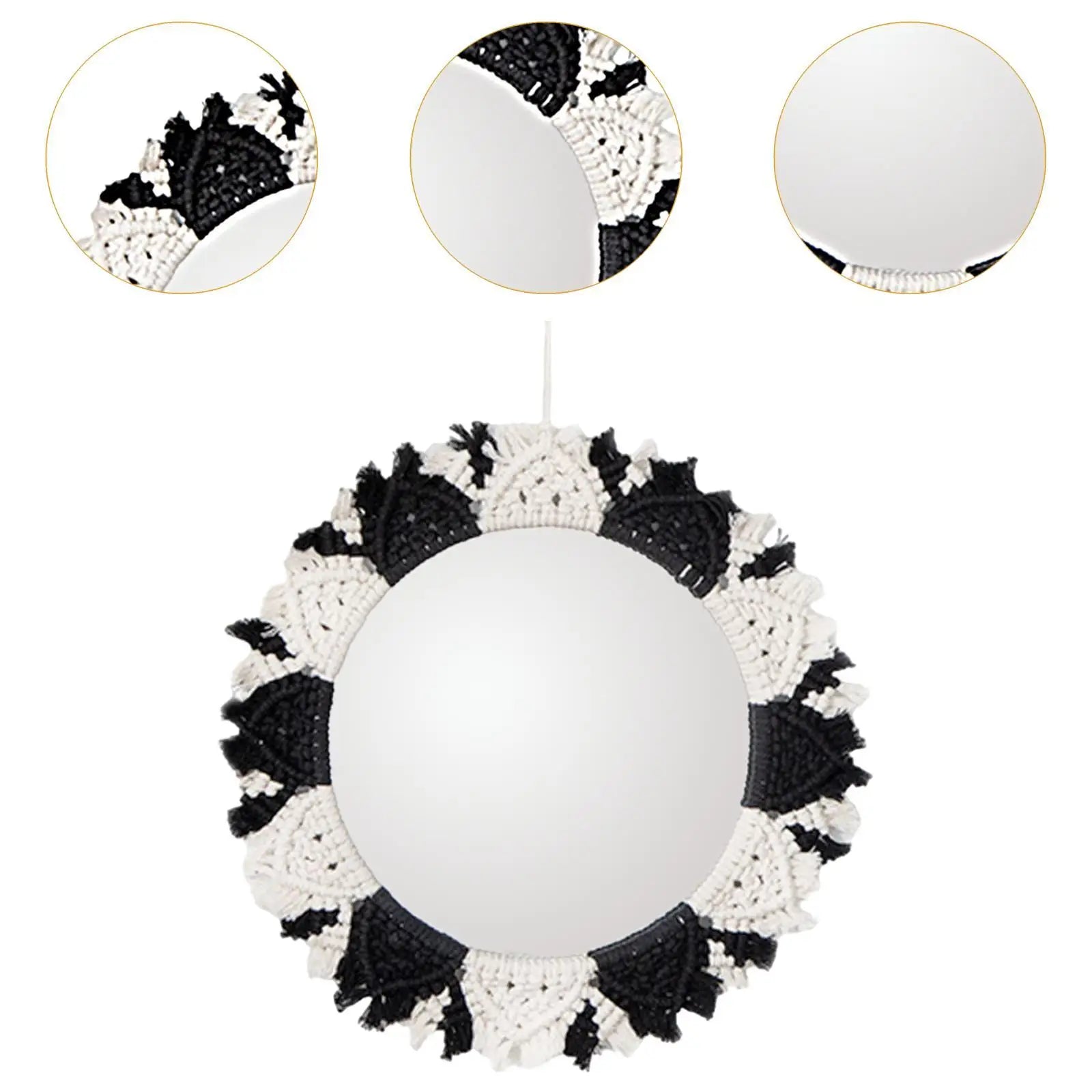 Miroir Mural en macramé tissé à la main