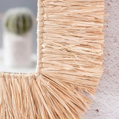 Miroir Décoratif Mural en Raphia