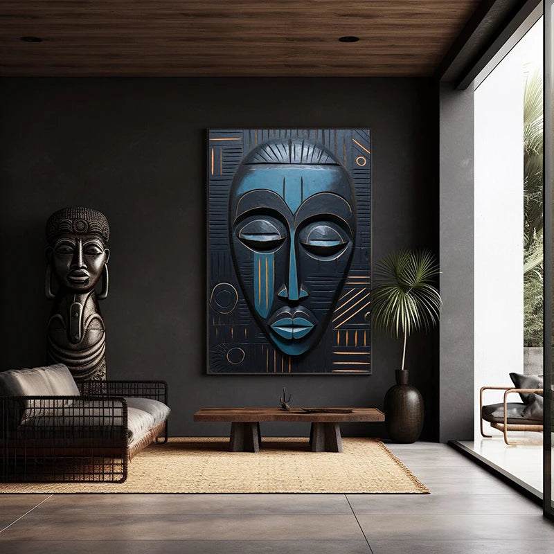 Tableau Moderne Masque Tribal Africain
