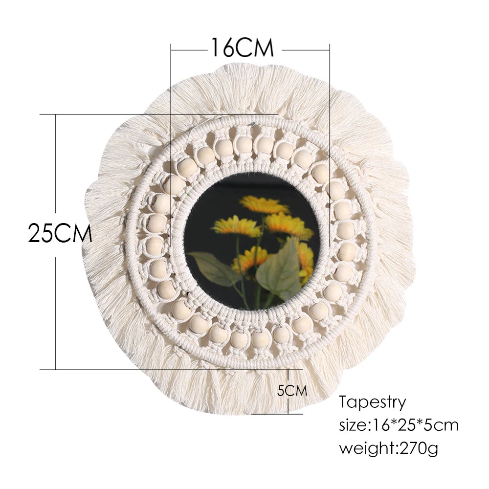 Miroir Décoratif Rond en Macramé