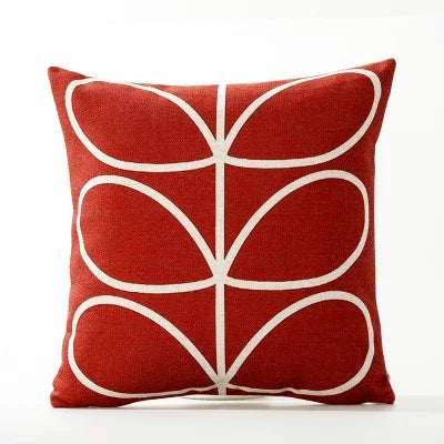 Housse de Coussin en Lin à fleurs géométriques modernes