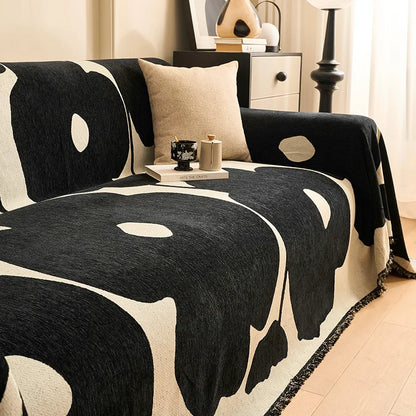 Housse de Canapé en Chenille à Pompon