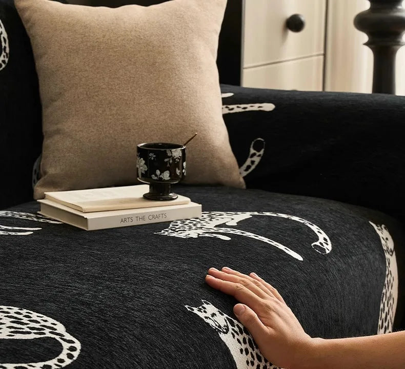 Housse de Canapé en Chenille Léopard