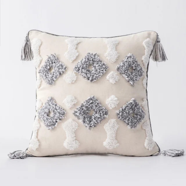 Housse de Coussin à Pompons style Bohème Nordique