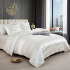 Parure Housse de couette rayée en Satin