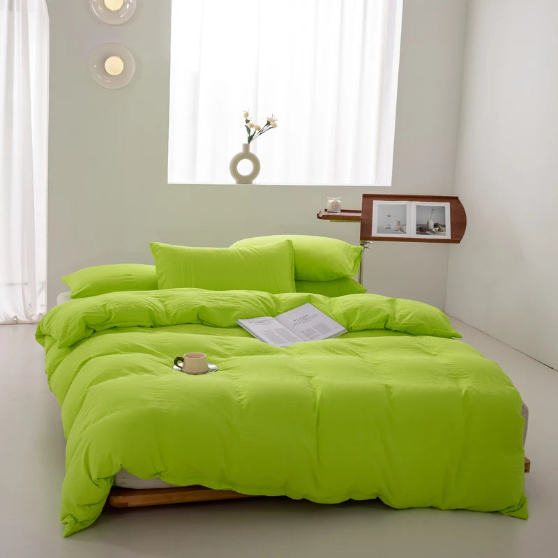 Parure Housse de Couette en Coton Lavé