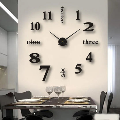 Grande Horloge Murale 3D silencieuse
