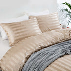 Parure Housse de couette rayée en Satin