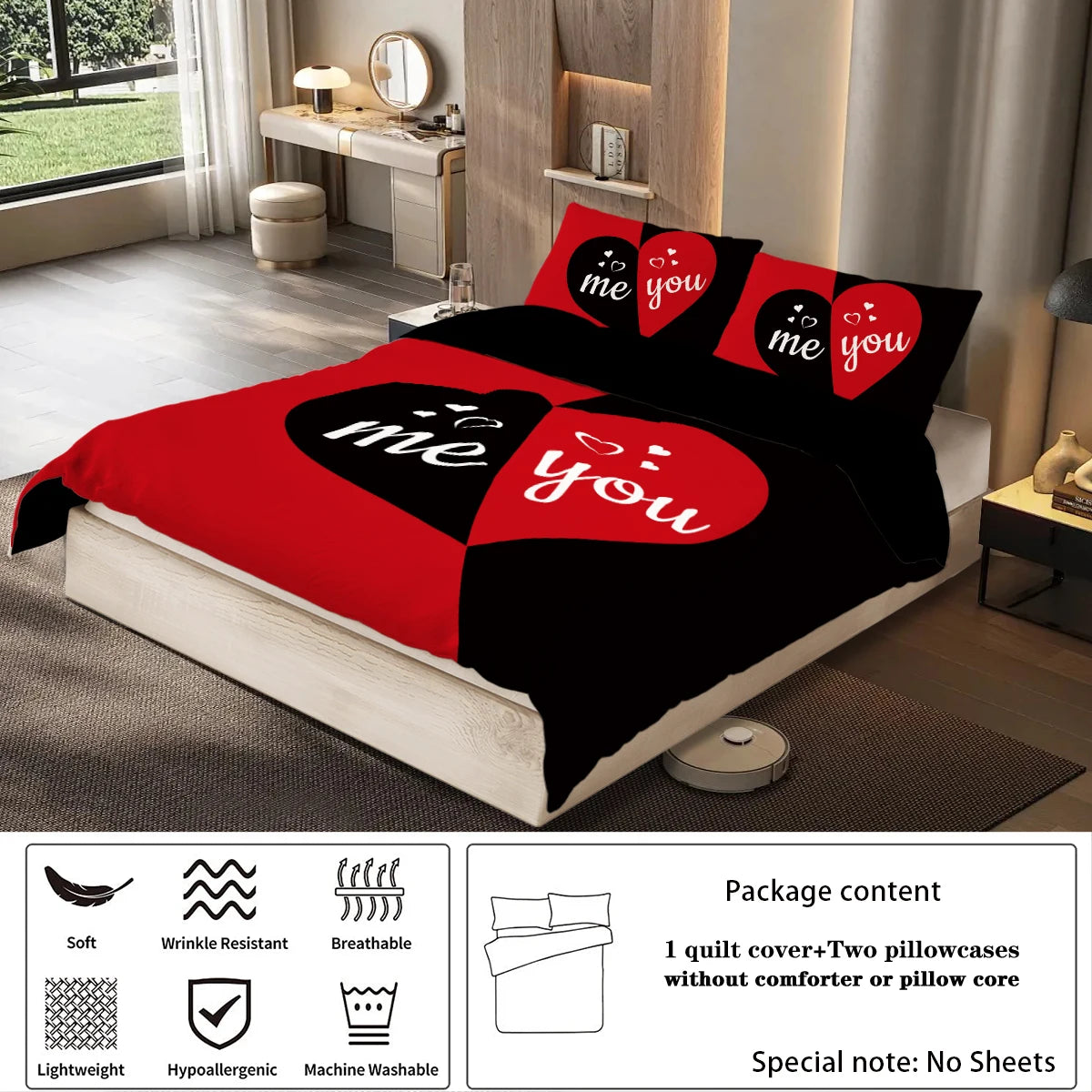 Parure Housse de Couette Imprimé Me and You