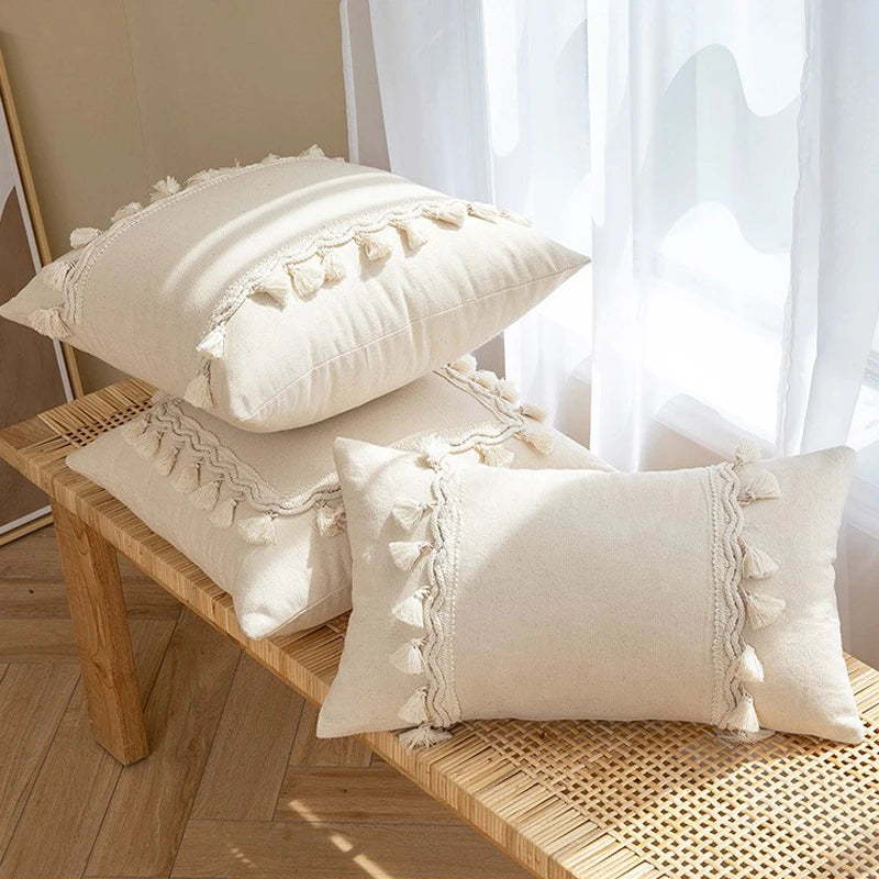 Housse de Coussin Marocaine à Franges