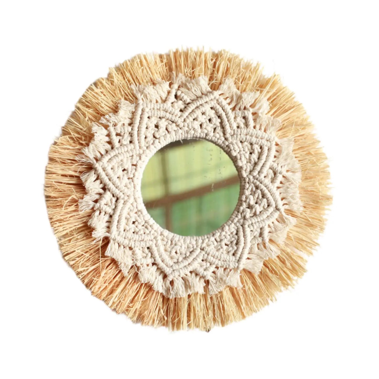 Miroir Décoratif Rond en Macramé