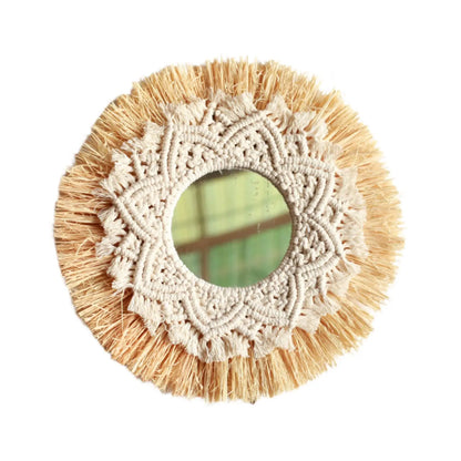 Miroir Décoratif Rond en Macramé