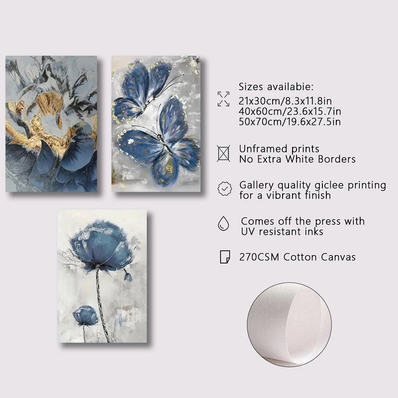 Toile Murales Fleur et Papillon