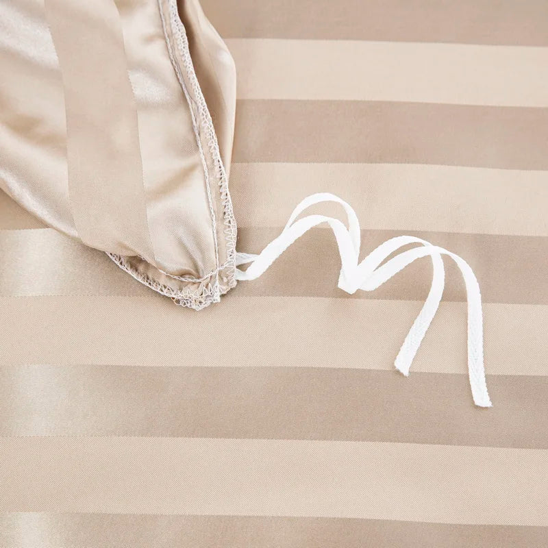 Parure Housse de couette rayée en Satin