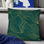 Housse de Coussin Carrée à Motif Feuilles Vertes