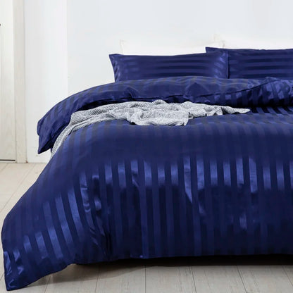Parure Housse de couette rayée en Satin