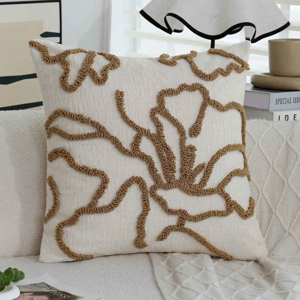 Housse de Coussin Florale touffetée style Bohème