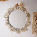Miroir Mural bohème en Macramé tissé main