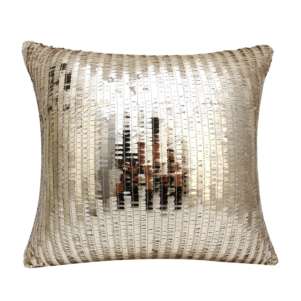 Housse de Coussin en Fourrure à paillettes