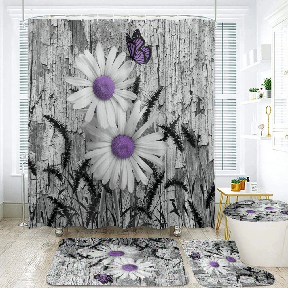 Rideau de Douche en Tissu Fleur