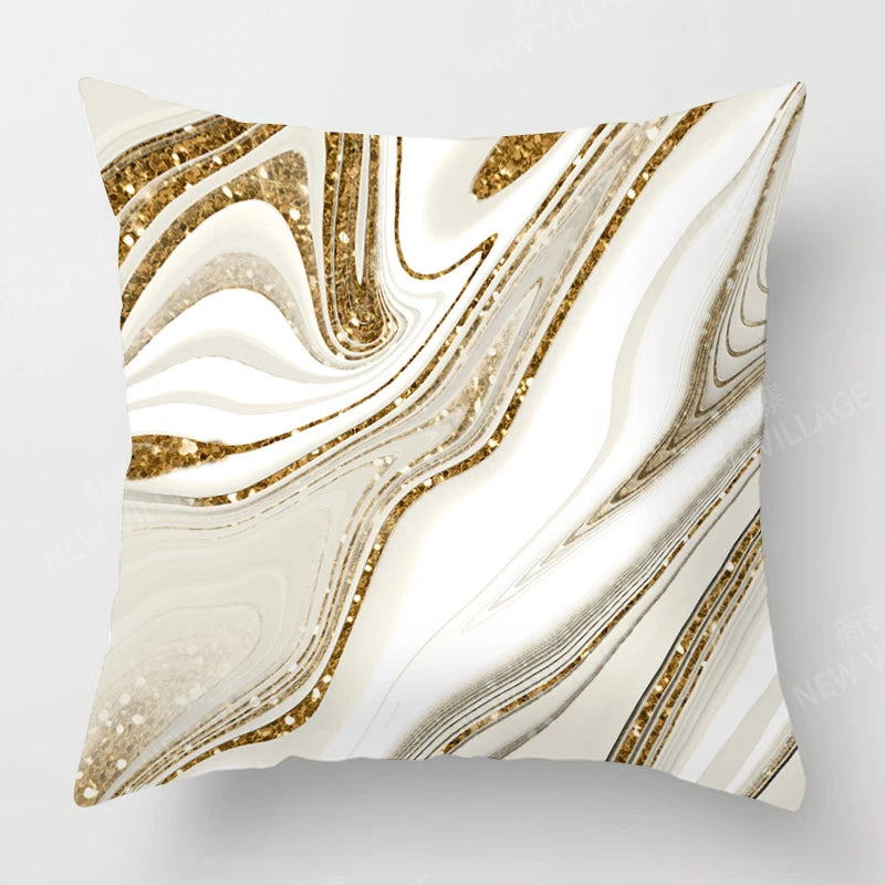 Housse de Coussin Géométrique Marbre