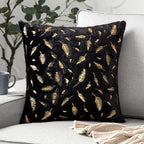 Housse de Coussin  en Peluche à Plumes Dorées