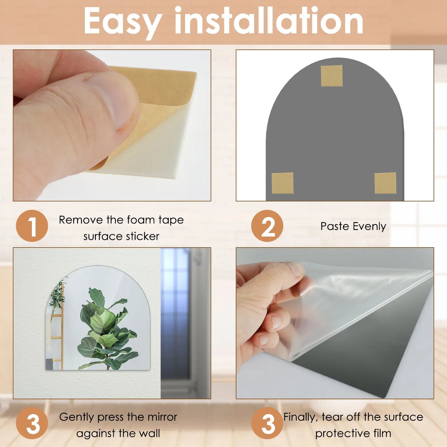 Miroir Décoratif Autocollant 3D