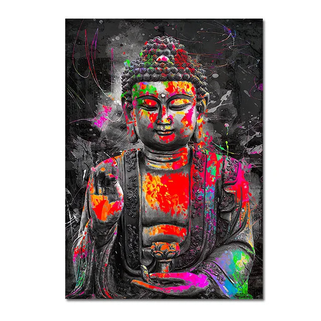 Tableau Moderne Bouddha Abstrait Coloré