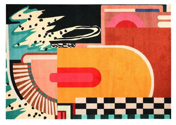 Tapis de Salon Design Coloré