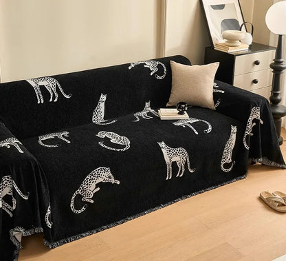 Housse de Canapé en Chenille Léopard