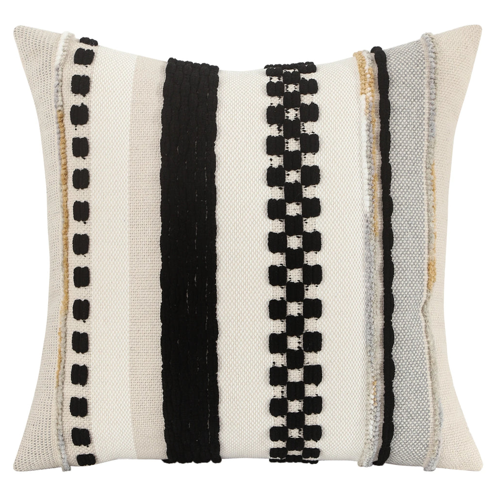 Housse de Coussin Bohème en chenille rayée