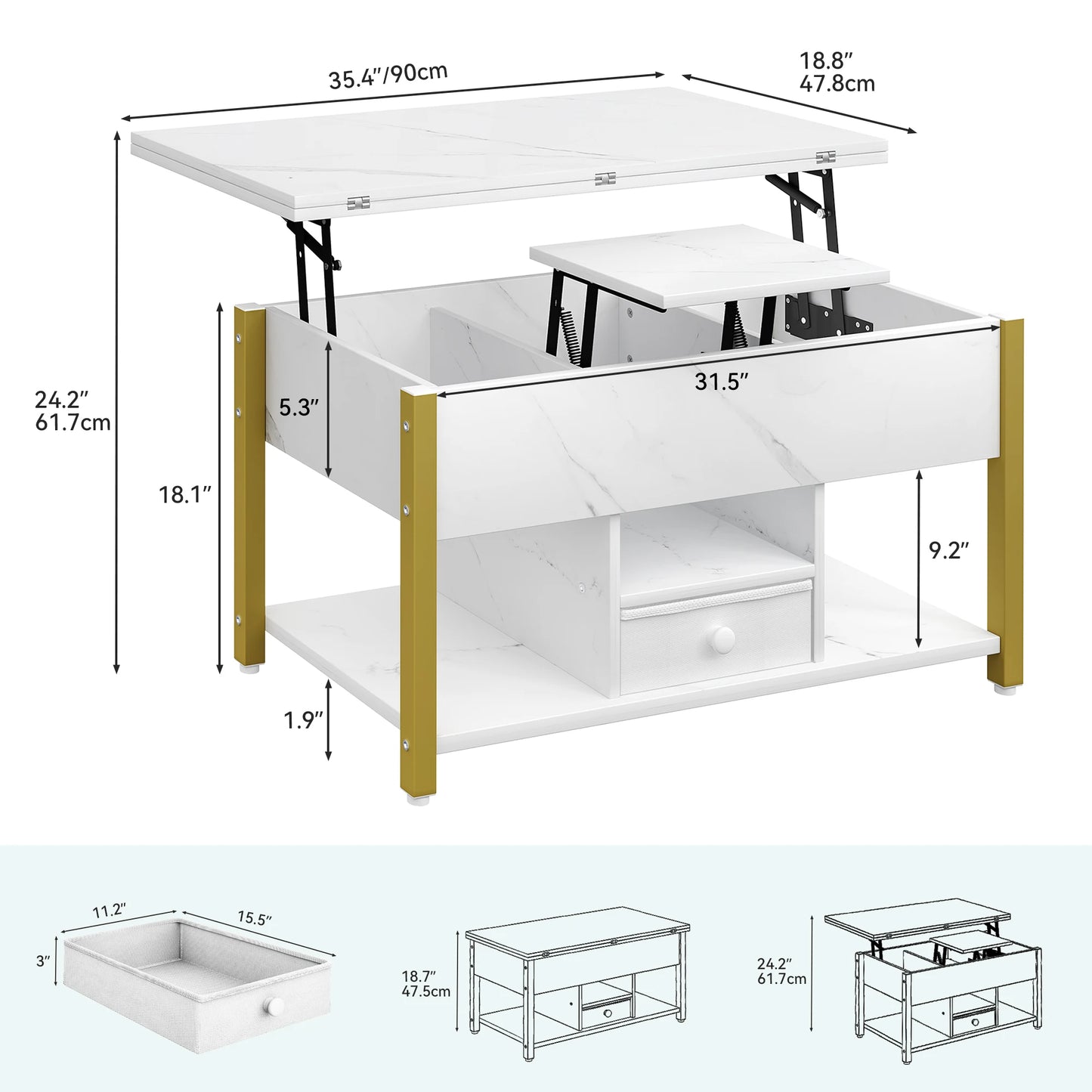 Rangement Table basse  4 en 1