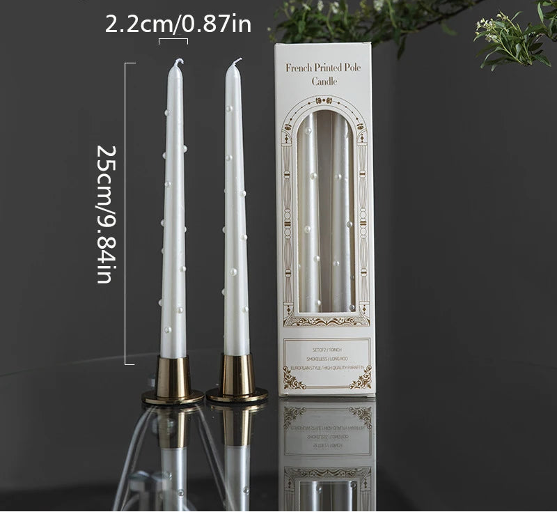 Bougies Romantiques en perles blanches