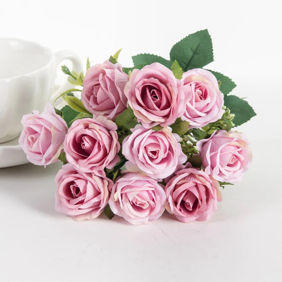 Fleur Artificielle Bouquet de Rose en Soie