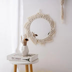 Miroir Mural bohème en Macramé tissé main