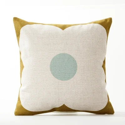 Housse de Coussin en Lin à fleurs géométriques modernes