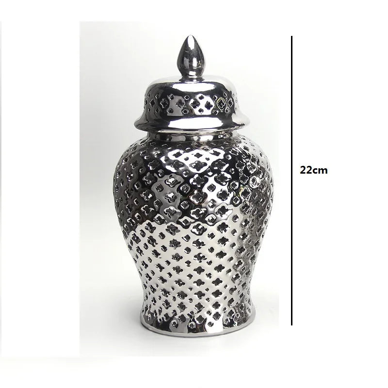 Vase en Céramique Doré Ajouré avec couvercle
