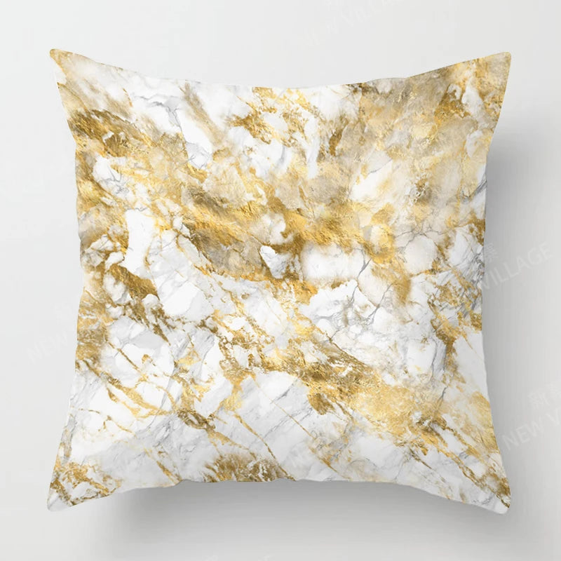 Housse de Coussin Géométrique Marbre