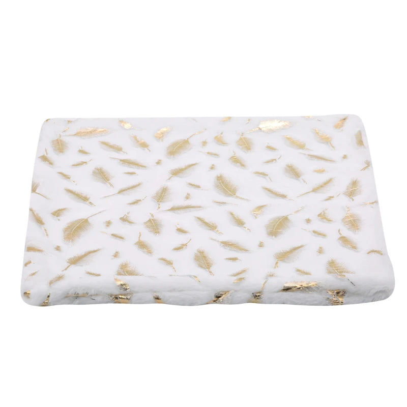 Housse de Coussin  en Peluche à Plumes Dorées