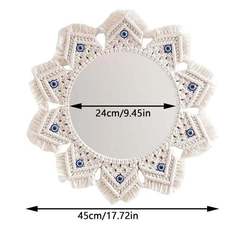 Miroir Décoratif Bohème en Macramé